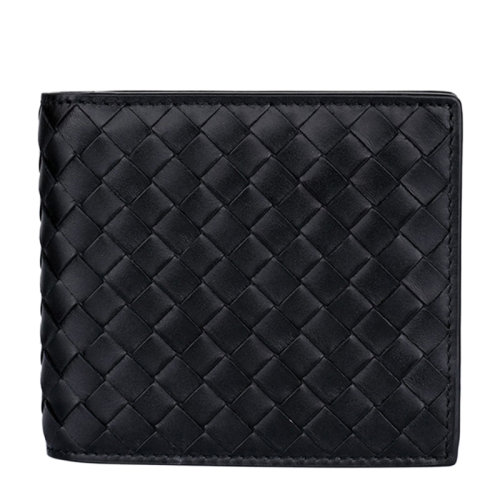 Bottega Veneta/葆蝶家 男士牛皮经典编织短款对折钱包钱夹