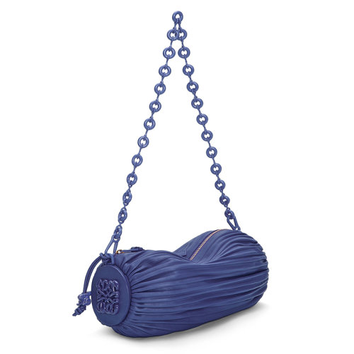 LOEWE/罗意威 22新款 女士深紫釉褶裥纳帕小羊皮同色金属配件兔子吊饰甜甜圈链条单肩手提包A912P84X17-8768