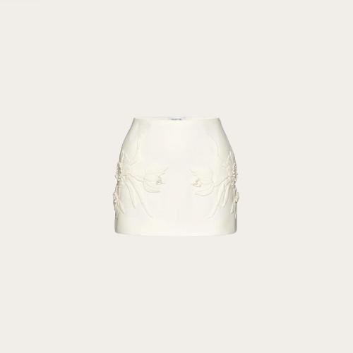  VALENTINO华伦天奴 22年秋冬 女士 半身裙 MINI-JUPE BRODéE EN CREPE COUTURE XB0RA8T61CFA0