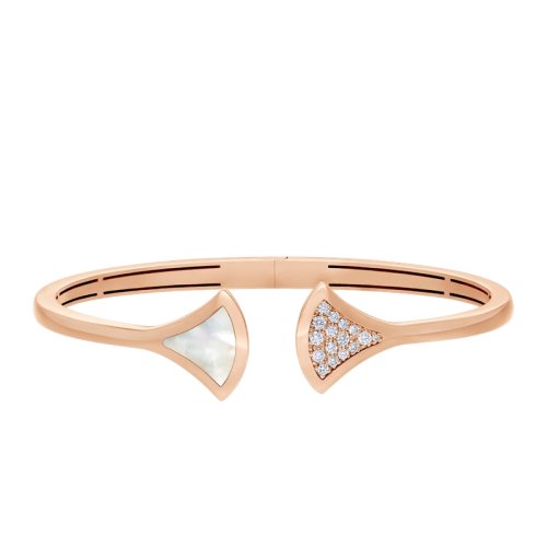 BVLGARI/宝格丽DIVAS'DREAM系列 18K金玫瑰金镶白贝母与钻石  小扇子手镯 356741