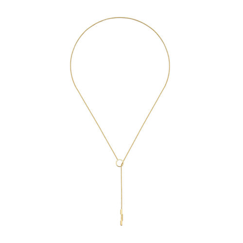 GUCCI/古驰 Link to Love系列 18k金黄金Gucci铭文条形吊坠圆形滑扣套索项链662110J85008000