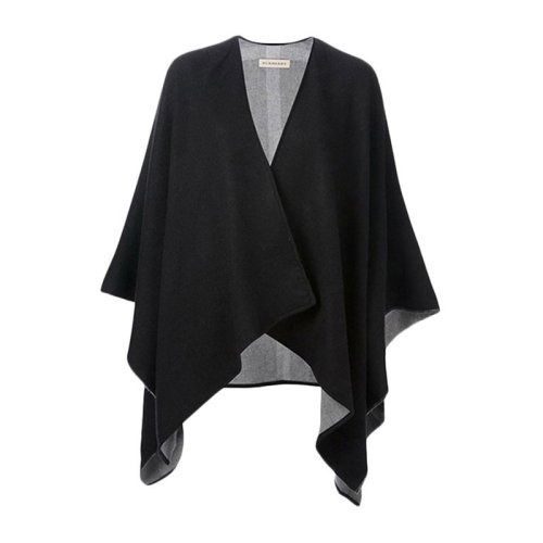 BURBERRY/博柏利 女士黑色大披肩羊绒羊毛混纺经典格纹斗篷围巾围脖披肩 3896827