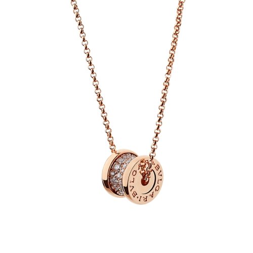 BVLGARI/宝格丽 B.zero1系列经典款 满钻18K金玫瑰金 小蛮腰名媛项链 351116