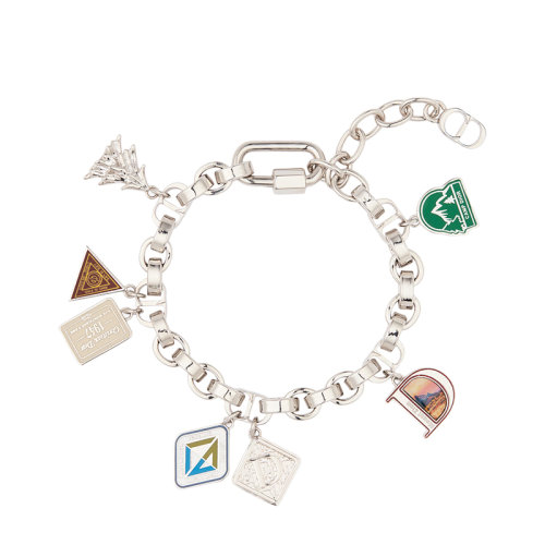 DIOR/迪奥 22新款 男士银色饰面黄铜多色树脂吊饰手链B1601HOMMT_D230