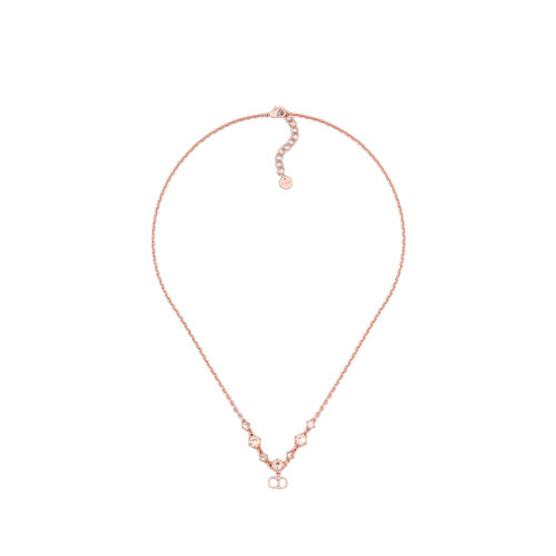 DIOR/迪奥 22新款CLAIR D LUNE系列 女士粉色金属饰CD字母吊坠搭粉色水晶项链N1958WOMCY_D12P
