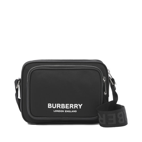 BURBERRY/博柏利 22春夏新款 男士徽标印花黑色尼龙拉链开合单肩斜挎包80490941