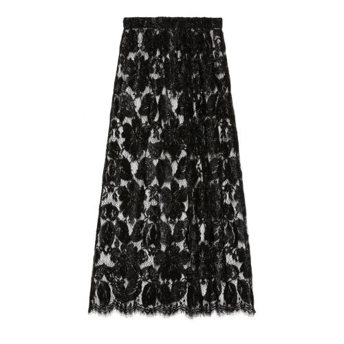  GUCCI古驰 22年秋冬 女士 水晶刺绣花卉蕾丝半身裙 672105 ZAH2X 1000