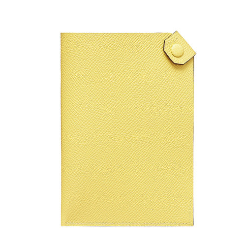 HERMES/爱马仕 Tarmac系列 女士酸橙色小牛皮银按扣闭合护照夹H057946CK9R