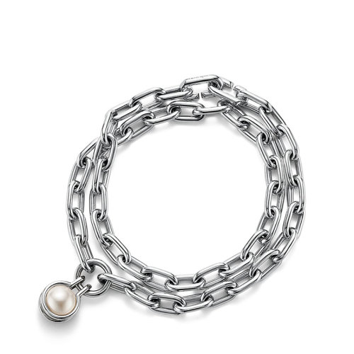 Tiffany & Co./蒂芙尼  Tiffany City HardWear系列 925银淡水珍珠双链手链GRP11213