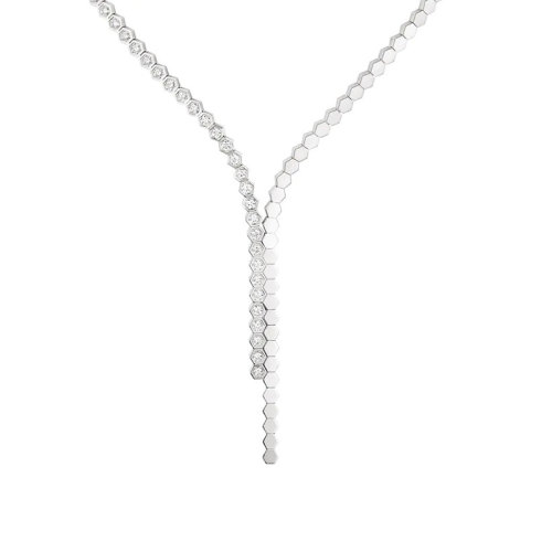 Chaumet/尚美 Bee My Love系列 女士18k金白金不对称切割钻石项链083988