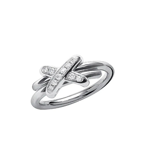 Chaumet/尚美 经典JEUX DE LIENS系列 18k金白金欢·缘钻石戒指 081240