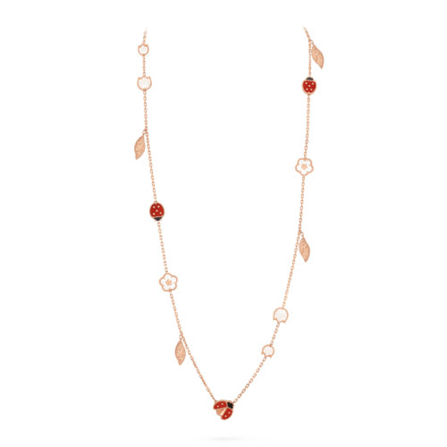 Van Cleef & Arpels/梵克雅宝Lucky Spring系列红玉髓缟玛瑙玫瑰金长项链VCARP7RT00
