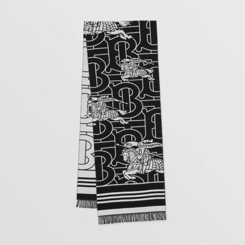  BURBERRY 22年秋冬 女士 蒙太奇装饰丝毛混纺提花围巾 80640031