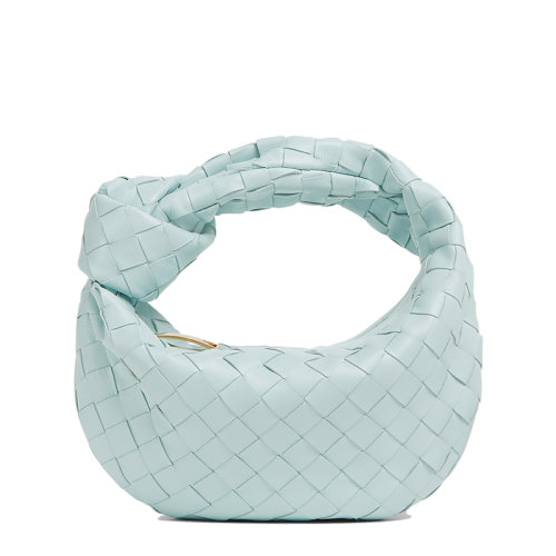 Bottega Veneta/葆蝶家 22春夏新款MINI JODIE系列 女士水洗青色Intrecciato编织皮革单隔层手提包651876VCPP53902