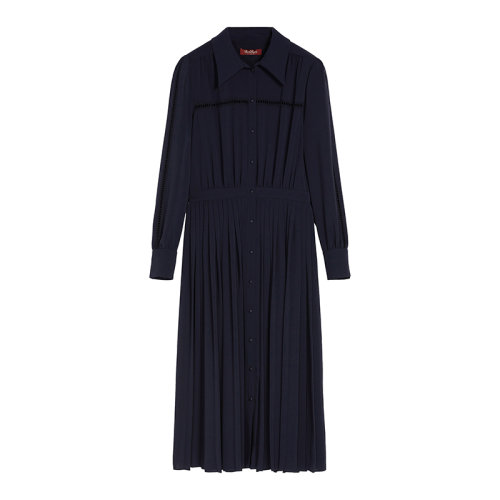 MaxMara/麦丝玛拉 22年早春新款 URTA系列 女士深蓝色轻质卡迪面料衬衫式连衣裙6221012706005