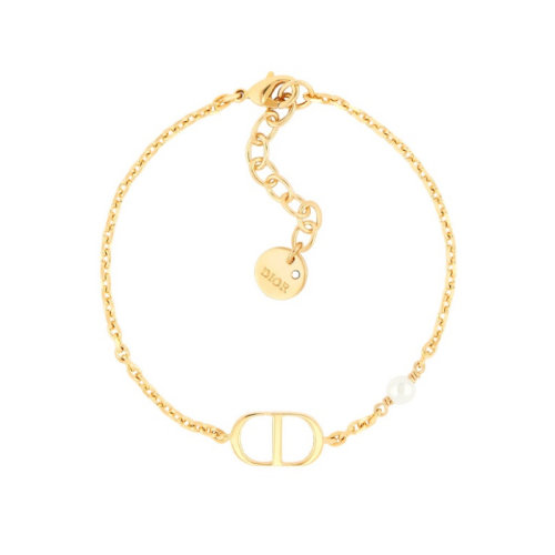 DIOR/迪奥 PETIT CD 手链 金色饰面金属和白色树脂珠饰 B1310PTCRS