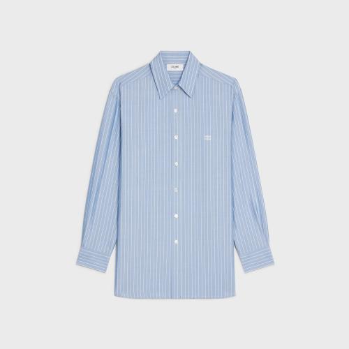  CELINE赛琳思琳 22年秋冬 女士 长袖衬衫 条纹桑蚕丝男友风衬衫 2C670948S.07CF