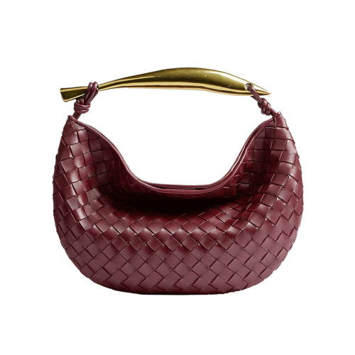 Bottega Veneta/葆蝶家 22新款 女士小号巴罗洛紫色羔羊皮磁扣开合金属手柄黄铜饰面手提包716082VCPP12250