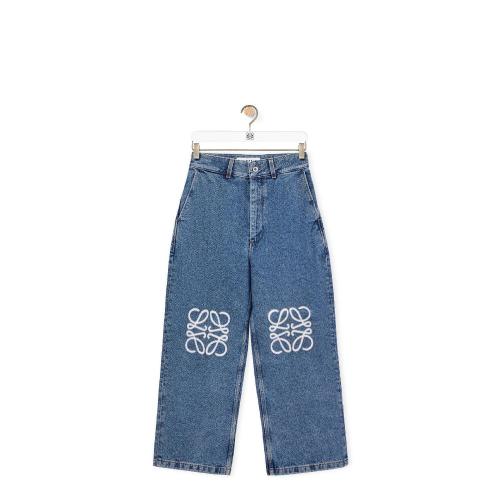  LOEWE罗意威 22年秋冬 女士 牛仔裤 Anagram baggy jeans in denim S359Y11X50-5320
