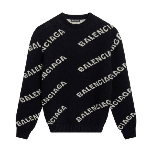  BALENCIAGA巴黎世家 22年秋冬 男士 针织衫 Men's Allover Logo Sweater in Black 648433T1567