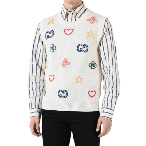 GUCCI/古驰 古琦男装 男士象牙白棉质时尚休闲无袖针织背心 626640 XKBGE 9750