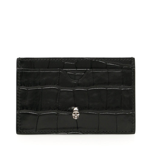 Alexander McQueen/亚历山大麦昆 男女同款 黑色皮革时尚小型皮具卡片夹 550855DZT0Y1000