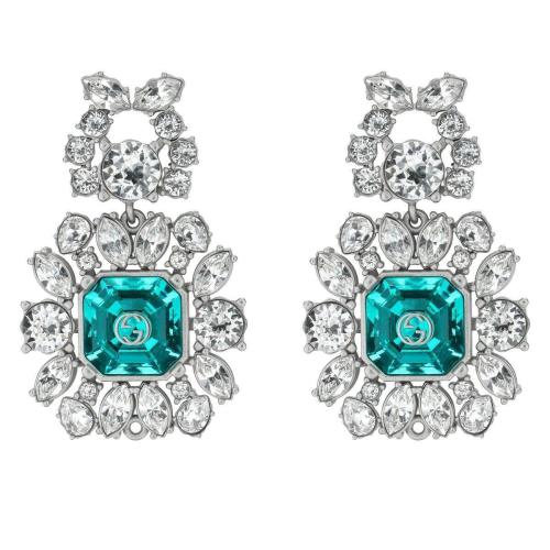 GUCCI古驰 22年秋冬 女士 水晶互扣式双G耳环 702271 I5959 8136