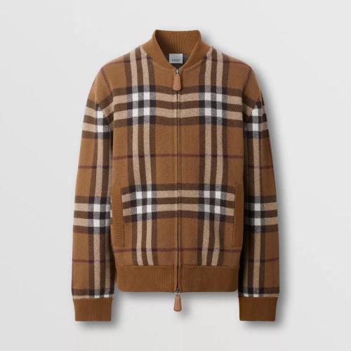  BURBERRY 22年秋冬 男士 Check Cashmere Jacquard Bomber Jacket 80636411