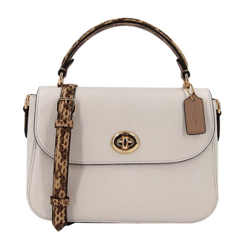 COACH/蔻驰 女士白色皮质旋扣翻盖开合单肩包斜挎包手提包女包 C1560IMCAH