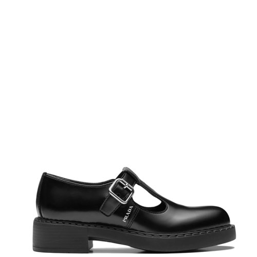PRADA/普拉达 22年新款 Monolith系列 女士黑色亮面皮革玛丽珍丁字鞋1E834M_055_F0002_F_B050