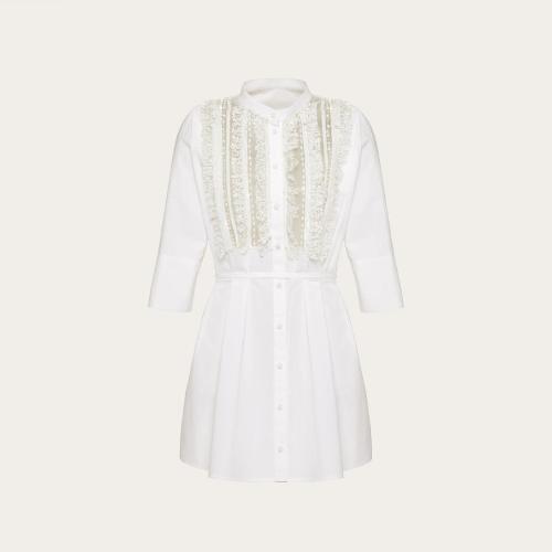  VALENTINO华伦天奴 22年秋冬 女士 连衣裙 ROBE EN POPELINE DE COTON BRODéE 1B3VAZL8_6001