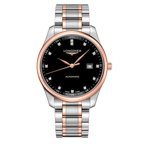 LONGINES/浪琴  名匠系列 自动机械表镶钻黑盘精钢玫瑰金表带男表42毫米L2.893.5.57.7