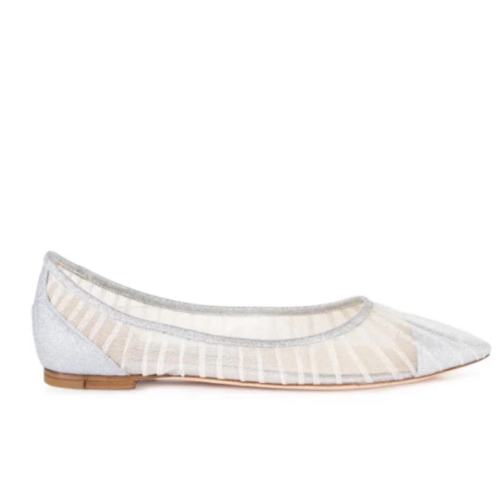 Jimmy Choo/周仰杰  明星百搭平跟鞋LOVEFLATTFG IVORYSILVER【主推】 女鞋