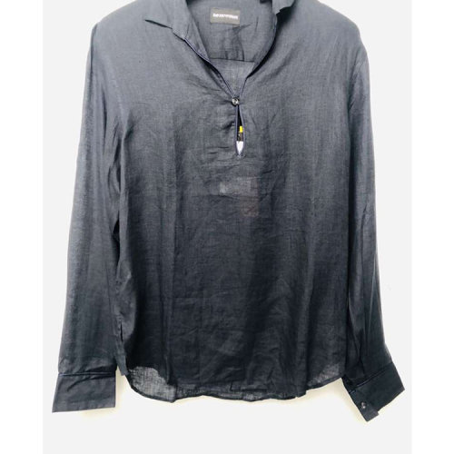 Emporio Armani/安普里奥阿玛尼/蓝色男士长袖衬衫（瑕疵折扣）