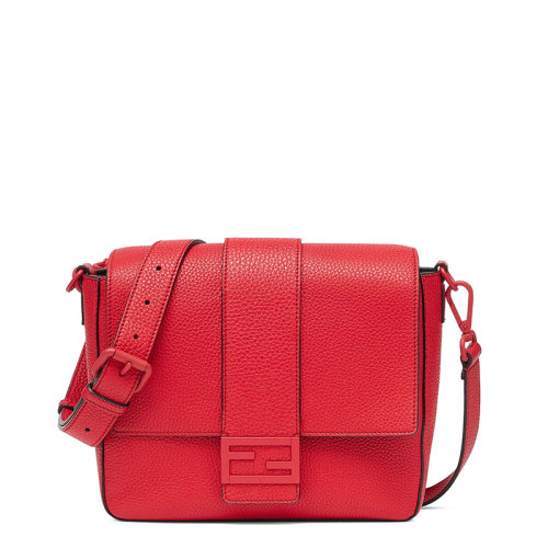 FENDI/芬迪 20  MESSENGER BAGUETTE系列 男士中号红色小牛皮FF磁扣单肩斜挎邮差包7VA537AG0LF0HCW