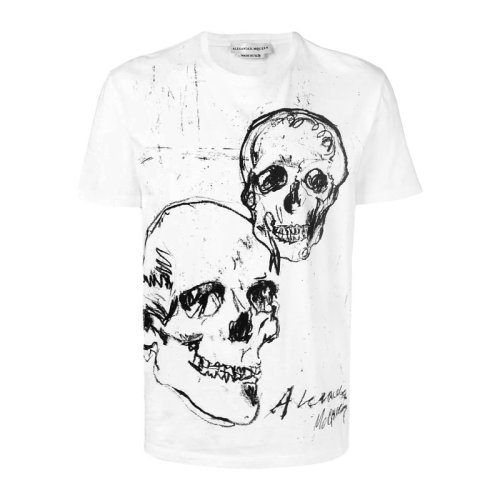 Alexander McQueen/亚历山大麦昆  男装 服装 男士棉质时尚骷髅头印花 男士短袖T恤