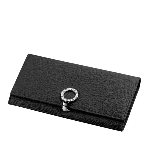 BVLGARI/宝格丽 经典款 女士黑色粒面小牛皮长款钱包手拿包35939