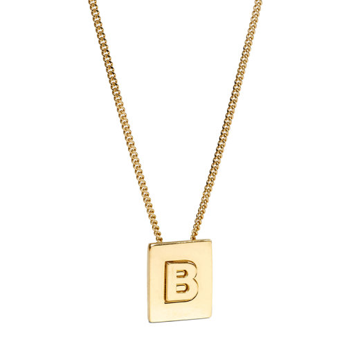 CELINE/赛琳 经典ALPHABET系列 金色饰面黄铜字母B坠饰项链46N0B6BRA.35OR