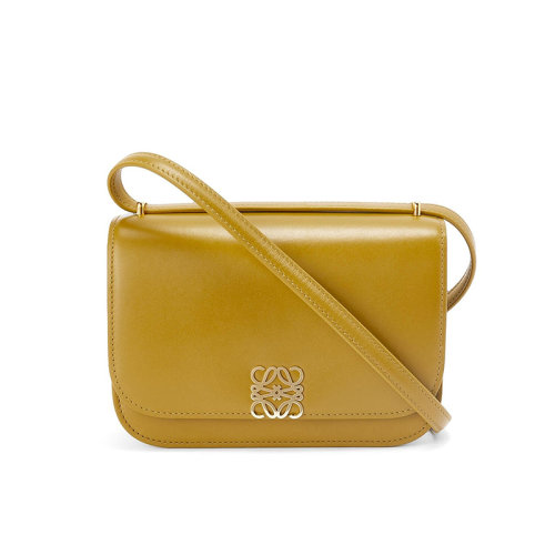 LOEWE/罗意威 22年新款Goya系列 女士小号赭色真丝小牛皮金属徽标磁扣单肩斜挎包A896N09X01-8110