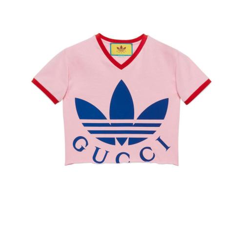  GUCCI古驰 22年秋冬 女士 adidas x Gucci联名系列短款T恤 693637 XJEB1 5939