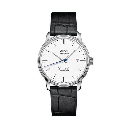 mido/美度 贝伦赛丽系列40周年男表简约薄机械表黑色皮带腕表39毫米 M027.407.16.010.00