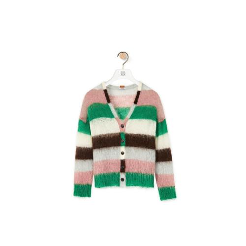  LOEWE罗意威 22年秋冬 女士 针织衫 Stripe cardigan in mohair S359Y16K15-4087
