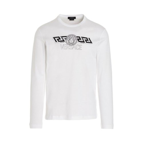 VERSACE/范思哲 男士白色棉质长袖T恤 1004229 1A02800 1W000
