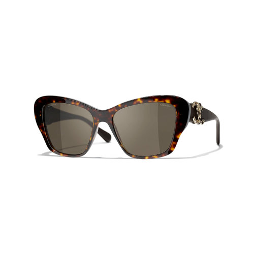 Chanel/香奈儿 22年春夏新款 女士棕色镜片深玳瑁色醋酯纤维镜框蝴蝶形太阳眼镜墨镜A71439X08101S7143