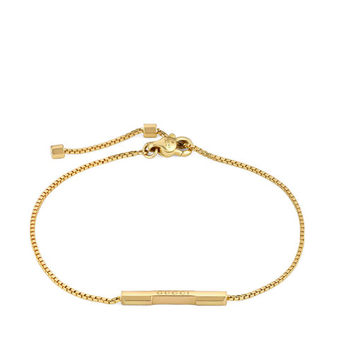 GUCCI/古驰  Link to Love系列 18k金黄金Gucci铭文条形吊坠手链?662106J85008000