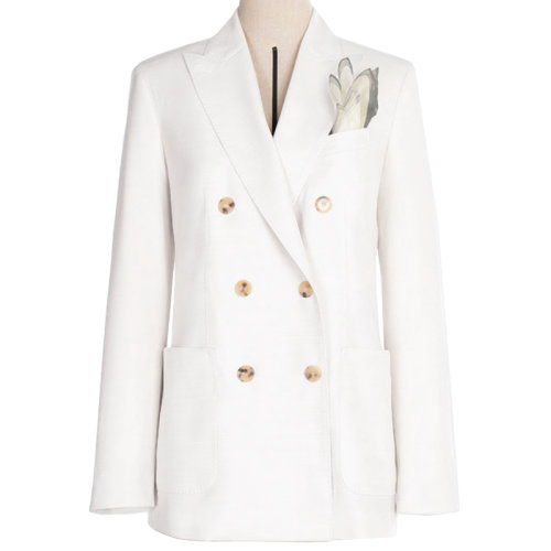 MaxMara/麦丝玛拉 22年早春新款 BONN系列 女士白色羊毛真丝混纺西装外套1041182106006
