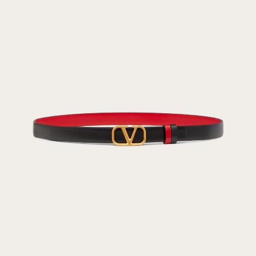  VALENTINO华伦天奴 22年春夏 女士 腰带 CEINTURE RéVERSIBLE VLOGO SIGNATURE EN VEAU BRILL 预定商品1-3周发货