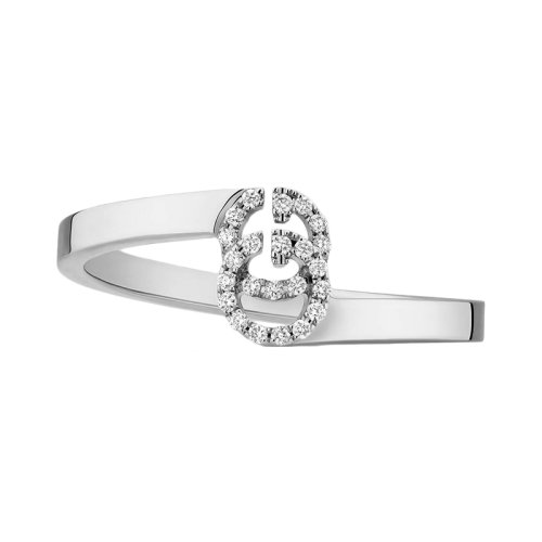 GUCCI/古驰 GG Running 经典双G镶有钻石细节18K金白金戒指 457127J85689066