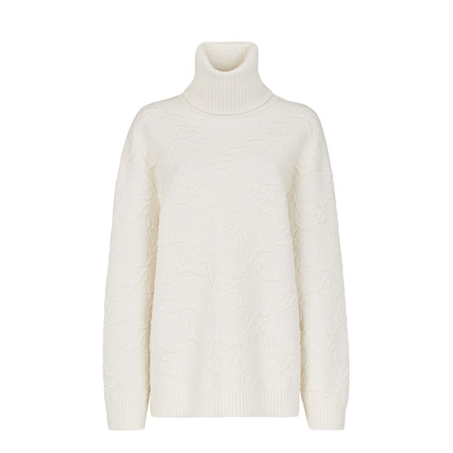 FENDI/芬迪 女士白色羊毛和羊绒高领长袖毛衣FZX697AHE9F1ENO