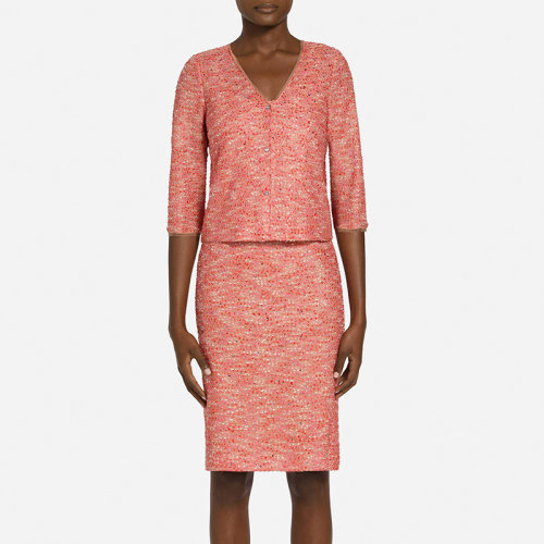 St.John/盛蔷粉色镶钻长袖针织外套女士夹克K62Z043